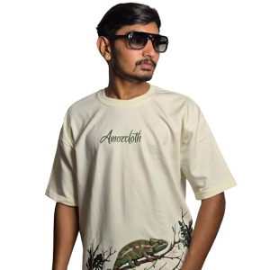 Oversized T-Shirt for Men | 240 GSM Heavyweight 100% Cotton | Chameleon Graphic Printed Loose Fit Streetwear Tee